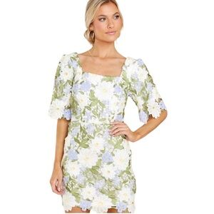 Just Me Floral Embroidered Mini Dress 🌸